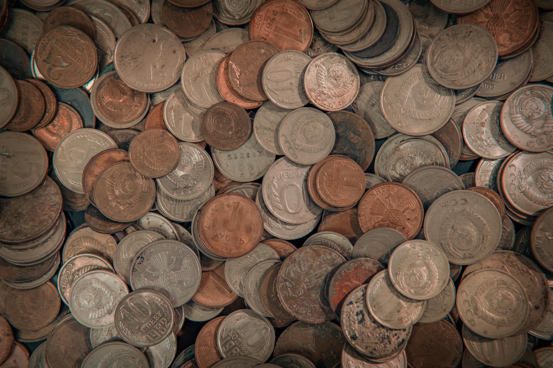 Brown and Silver Round Coins