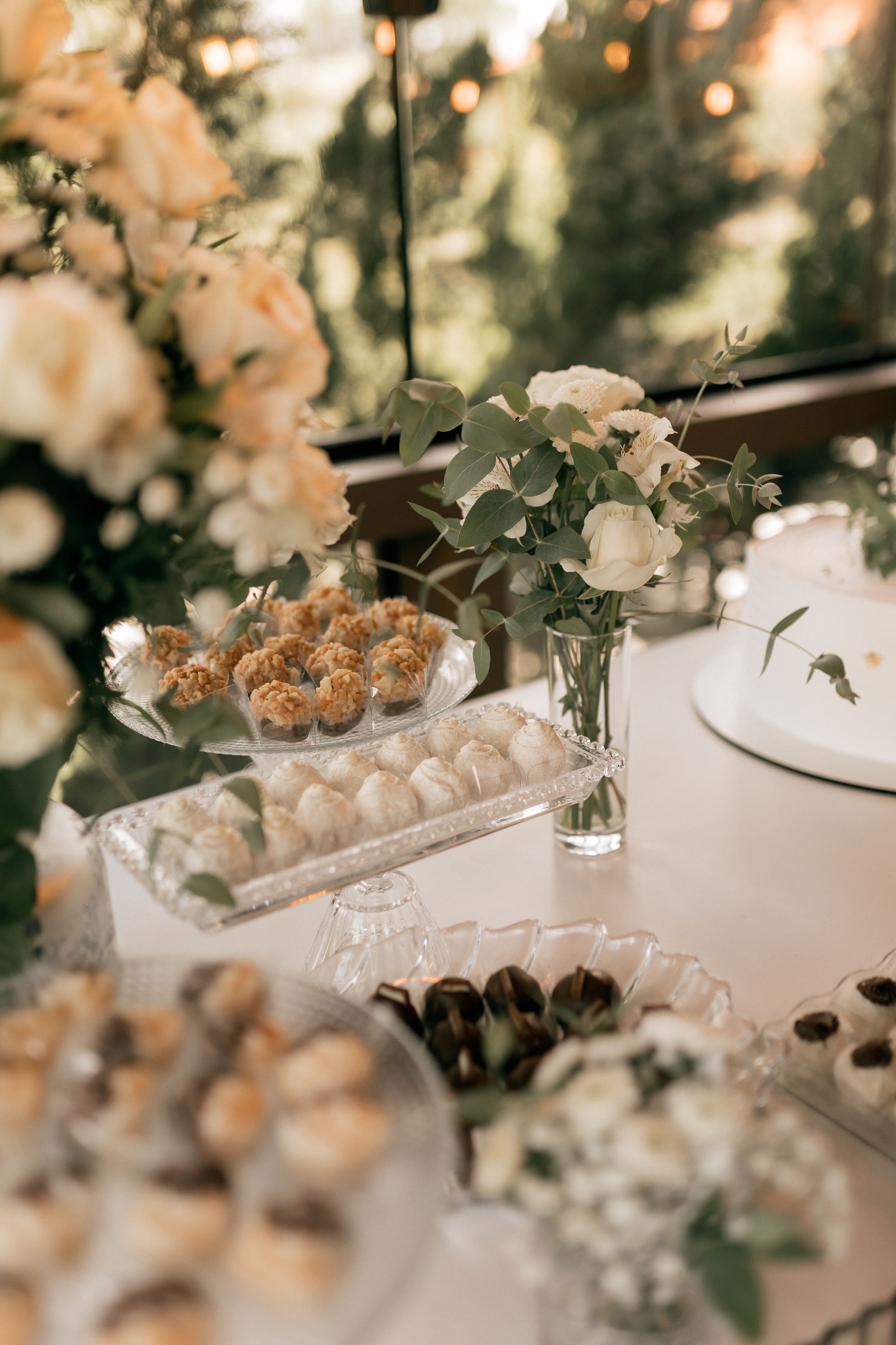 Cupcakes arranged on a dessert table