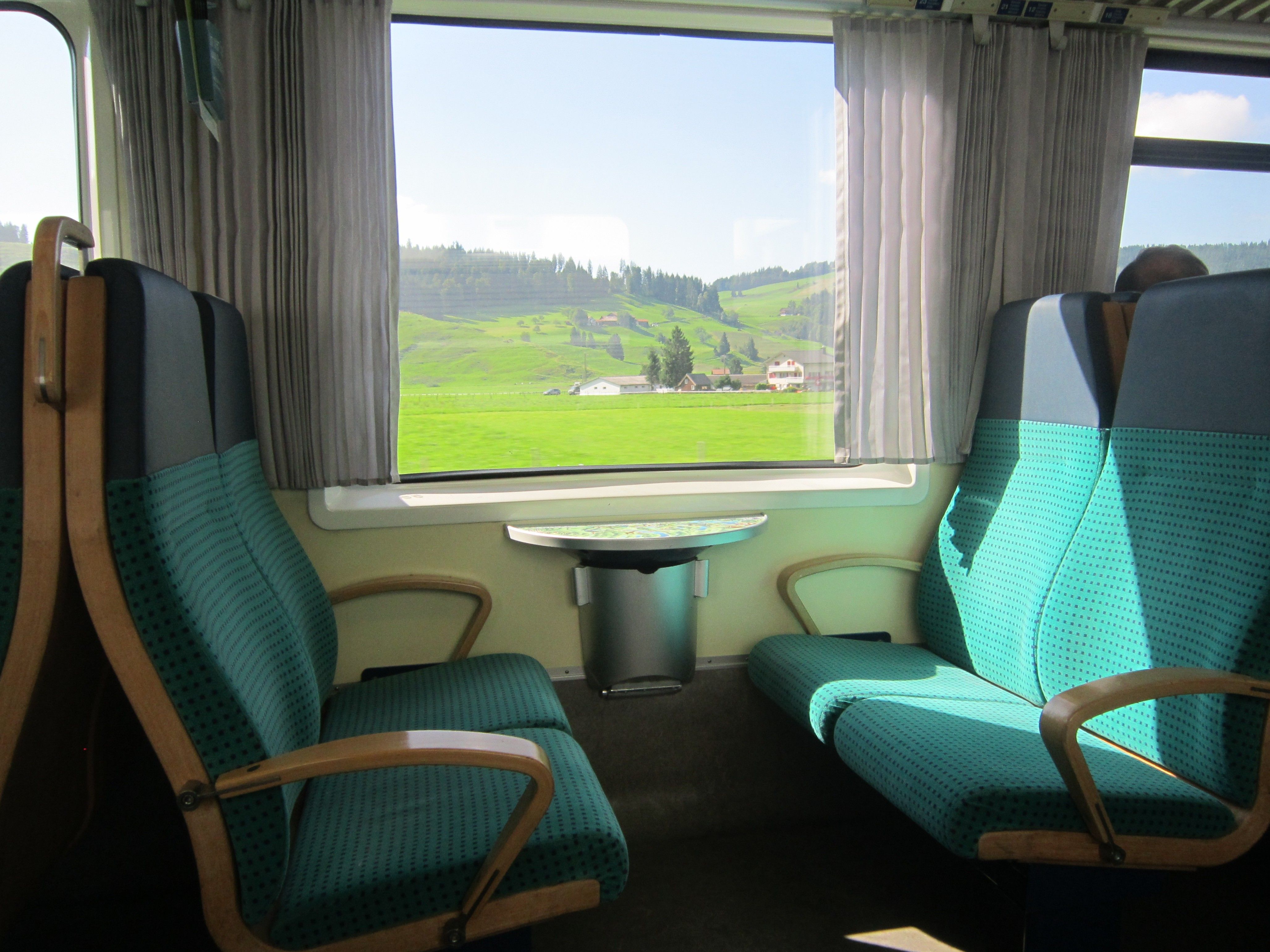 Mountain views from a Swiss train window