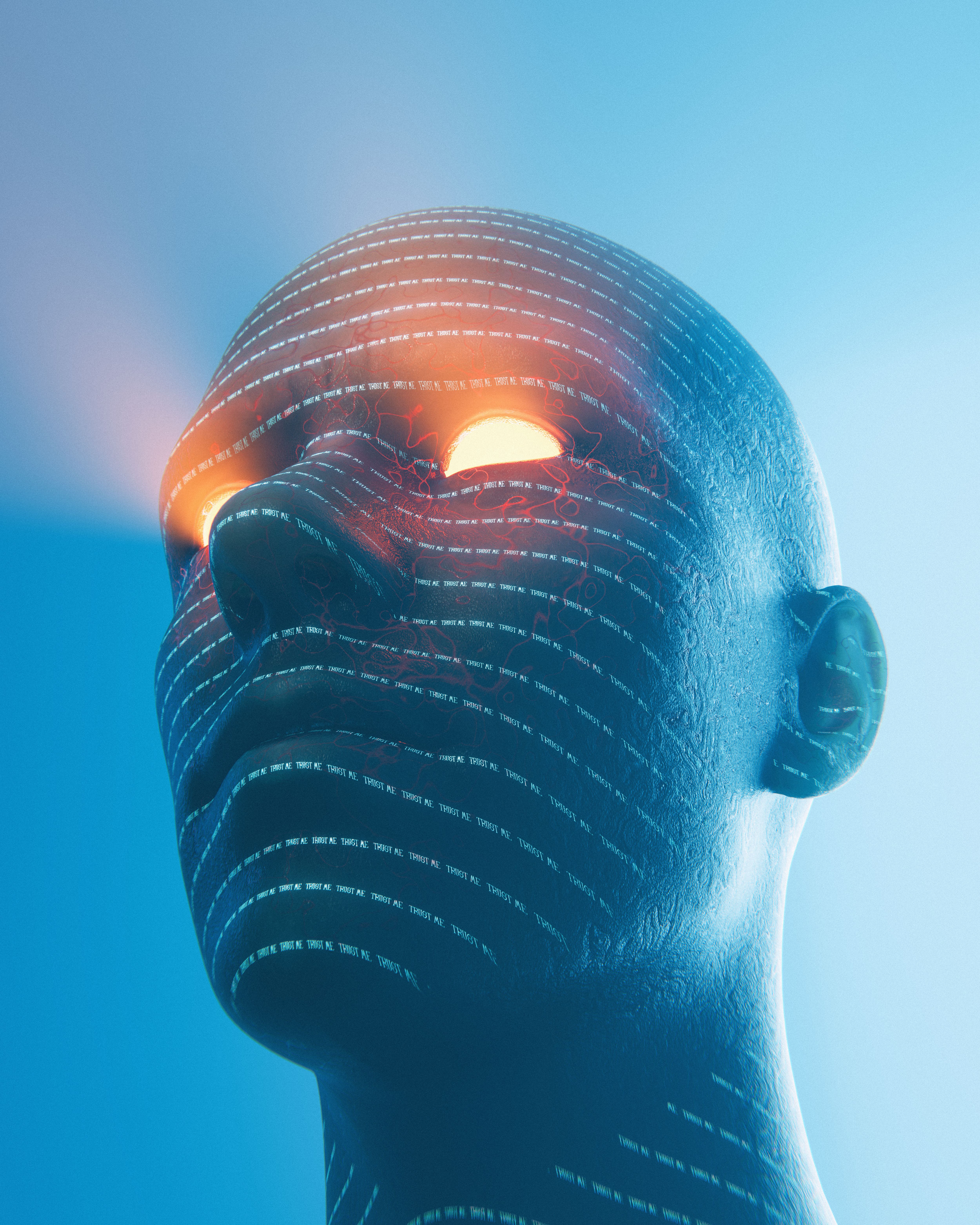 Gratis Et cyberpunk-inspireret AI-robotportræt med glødende øjne, der fremviser en sci-fi-æstetik og futuristiske koncepter. Lagerfoto