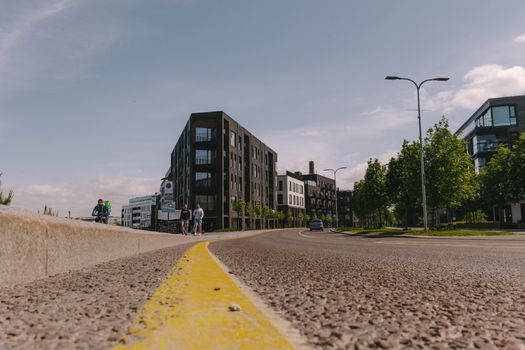 Urban cityscape of Tallinn featuring modern architecture under a clear sky.