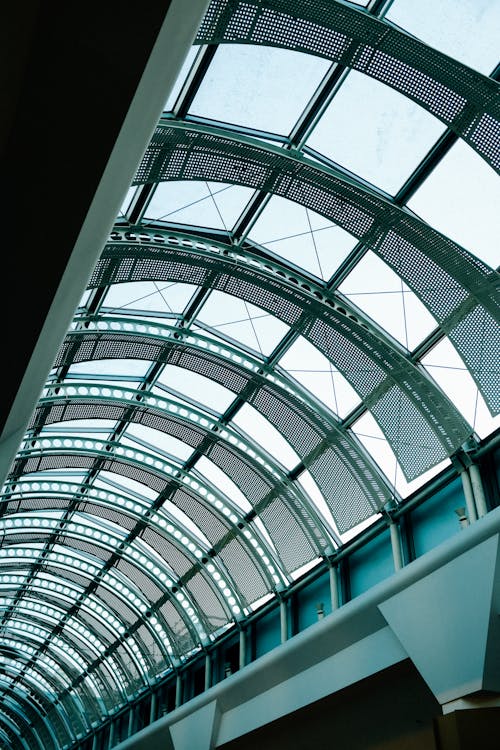 Free White Metal Frame Glass Roof Stock Photo
