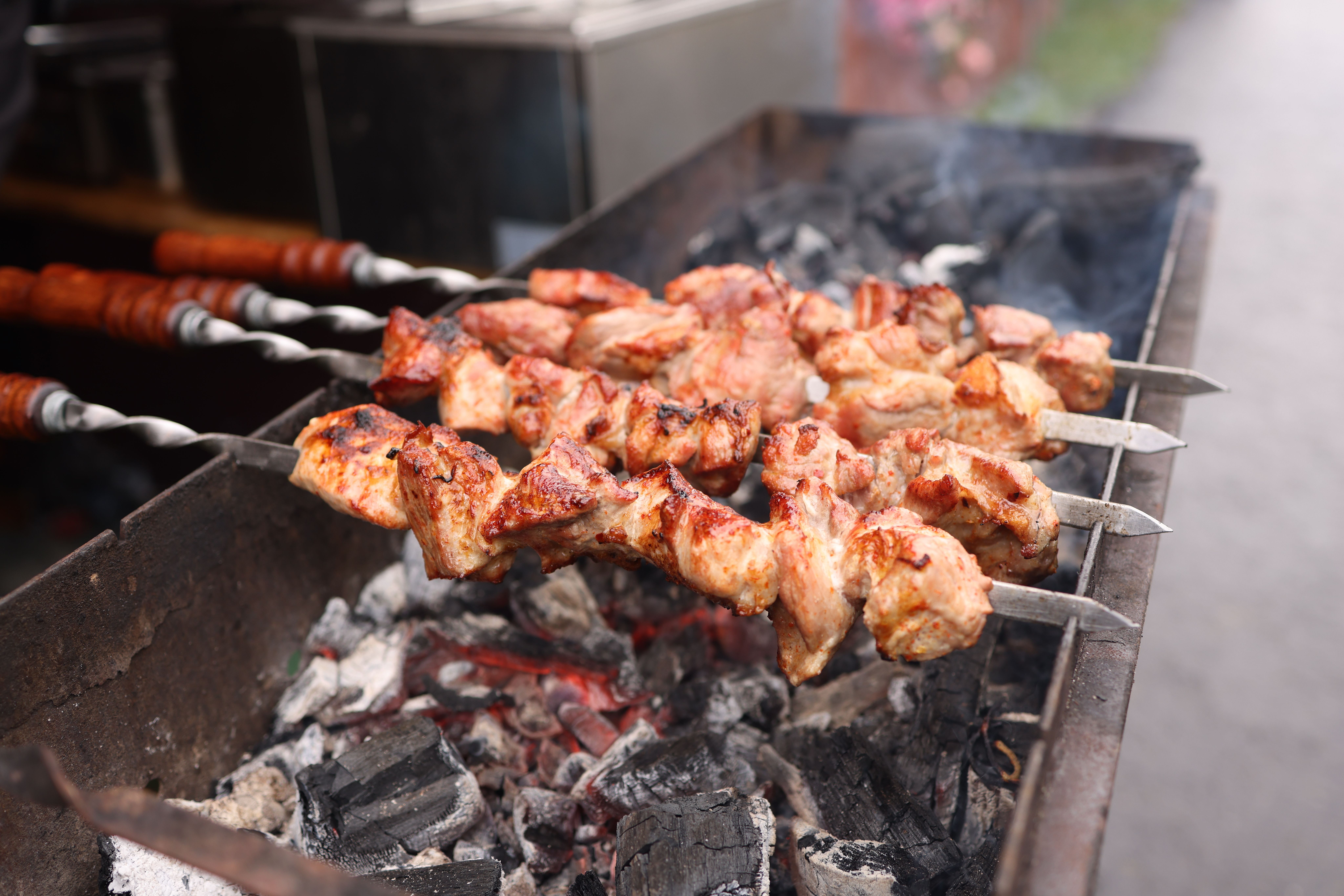Maple-Mustard Souvlaki with a Quick Pan Sauce