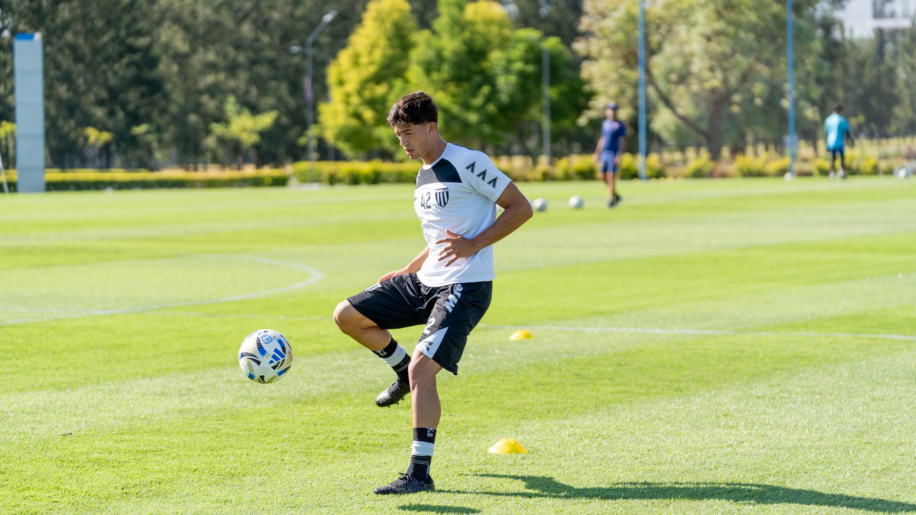 Achraf Hakimi advancing from right-back during a Morocco training session in Rabat