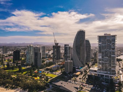 Free A stunning aerial view showcasing the modern architecture of a city skyline in Australia. Stock Photo