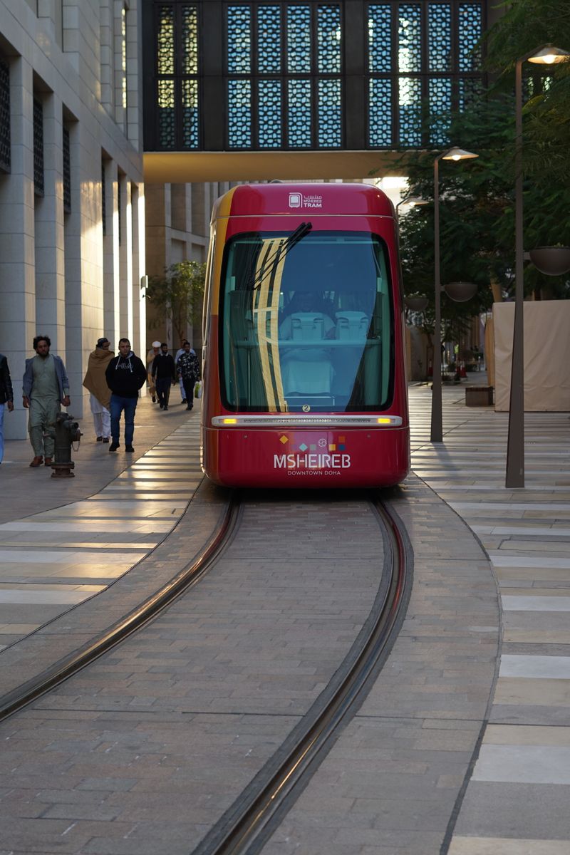 Modern tram in Msheireb Downtown Doha