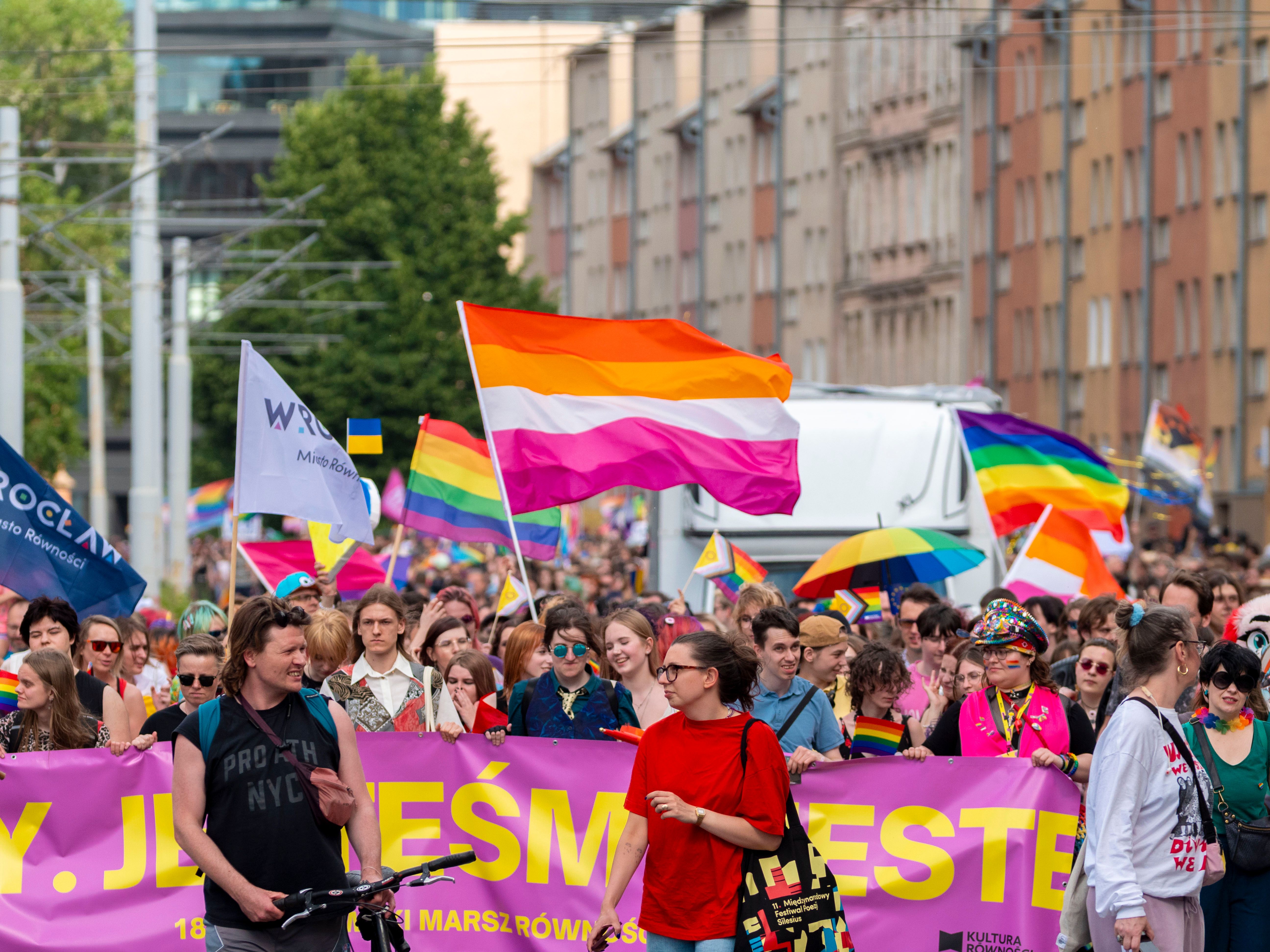 Gratuit Défilé de la fierté LGBTQ mettant en valeur la diversité et l'unité à Wrocław, en Pologne. Photos
