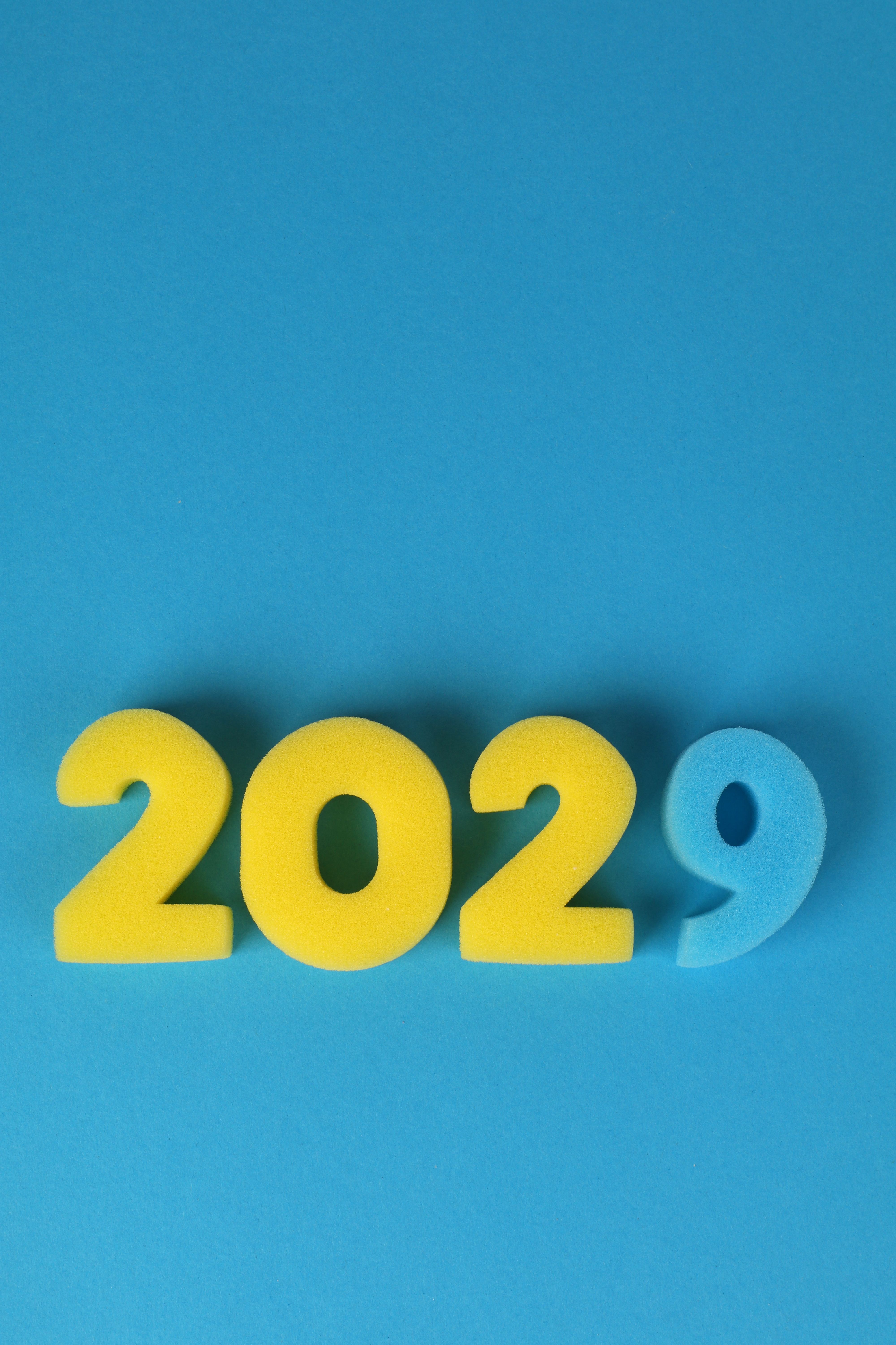 Vibrant 2029 Foam Numbers on Blue Background · Free Stock Photo