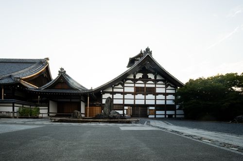 Free Scenic view of a historic Japanese temple in Kyoto, Japan with classic architecture. Stock Photo