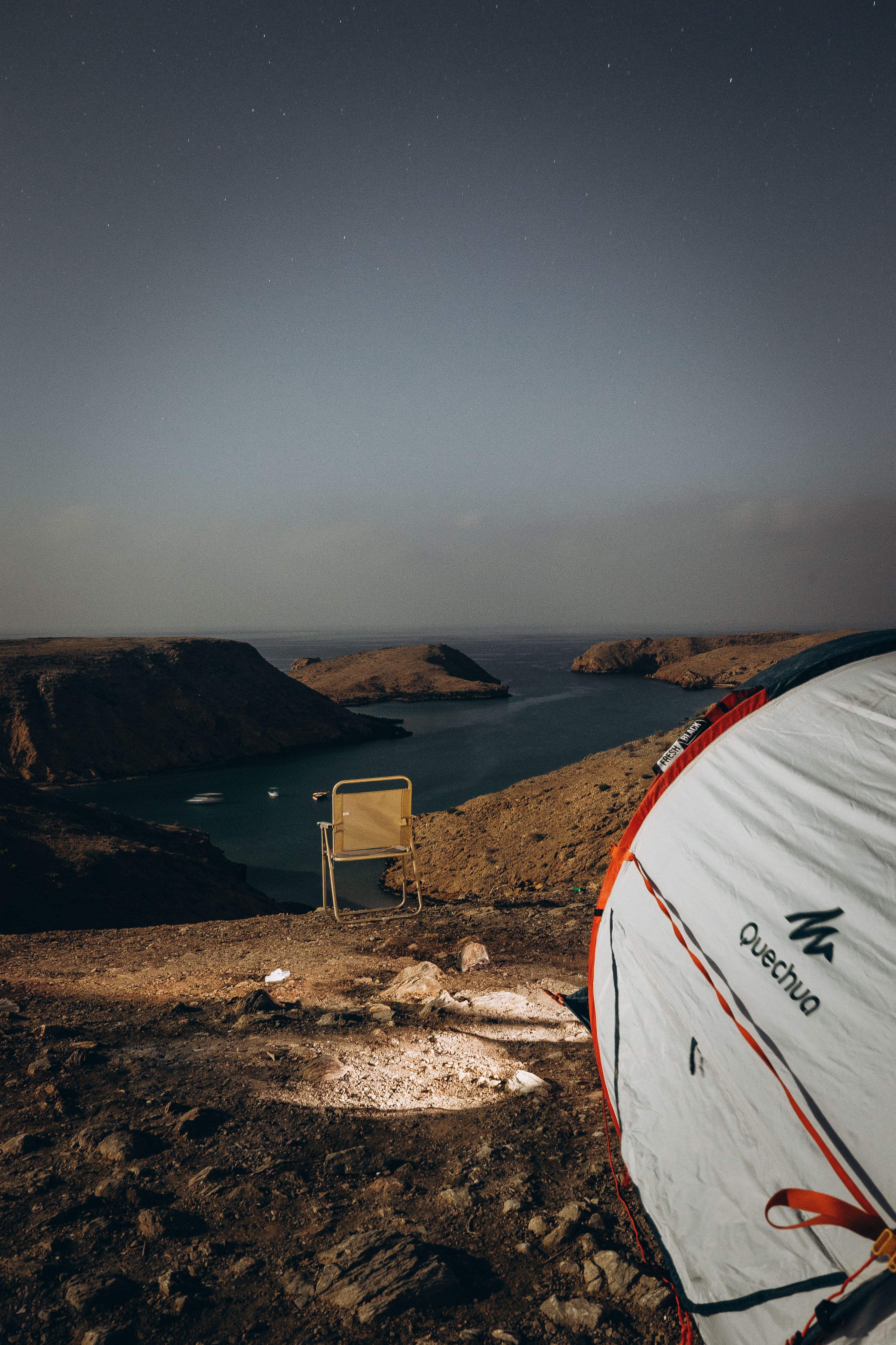 Experience stunning coastal views and tranquility at a cliffside camp in Oman.
