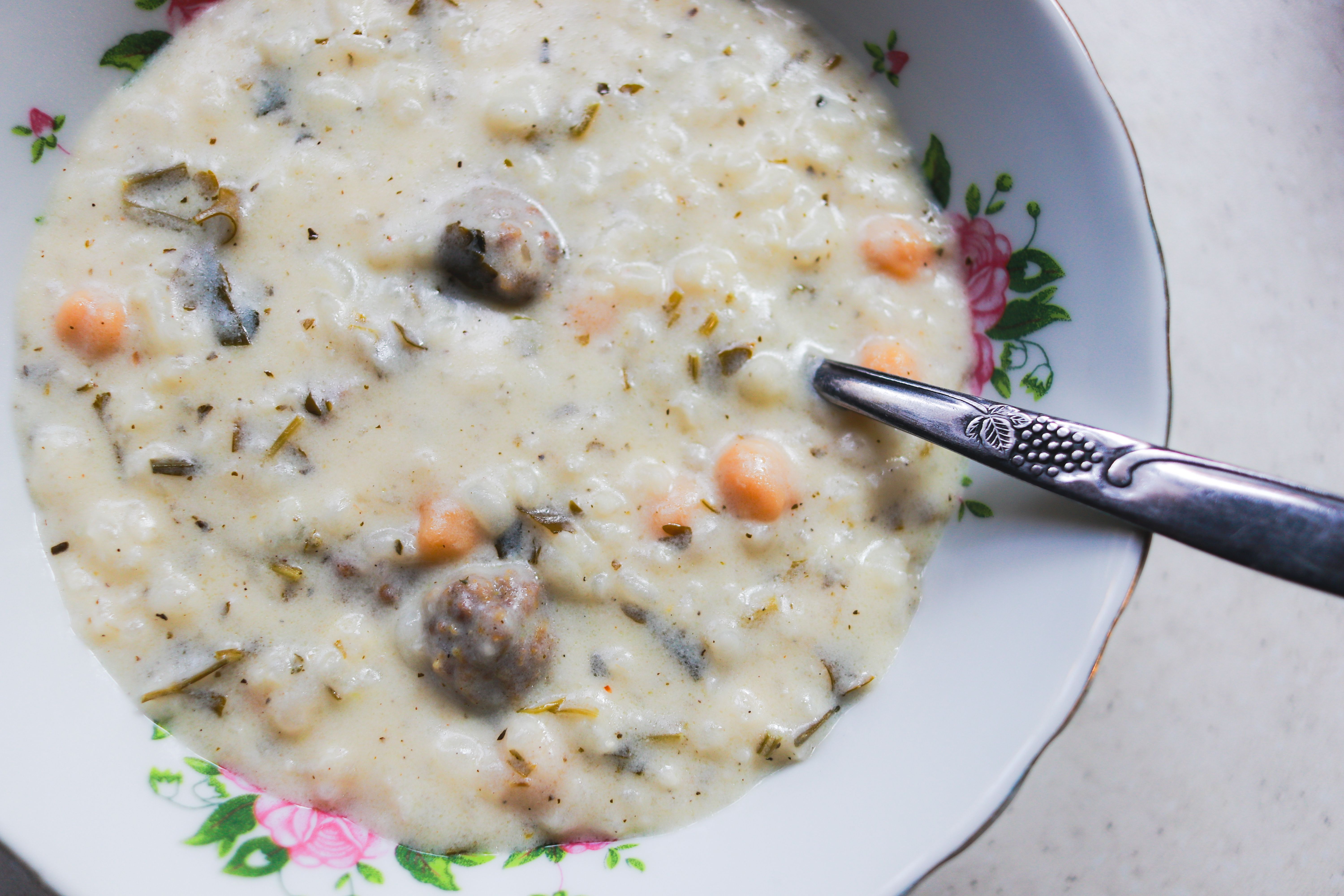 Romanian meatball sour soup