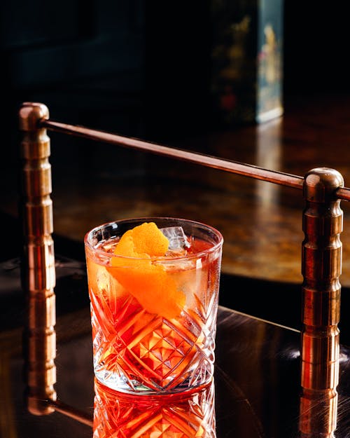 Free Negroni Cocktail in a Glass Stock Photo
