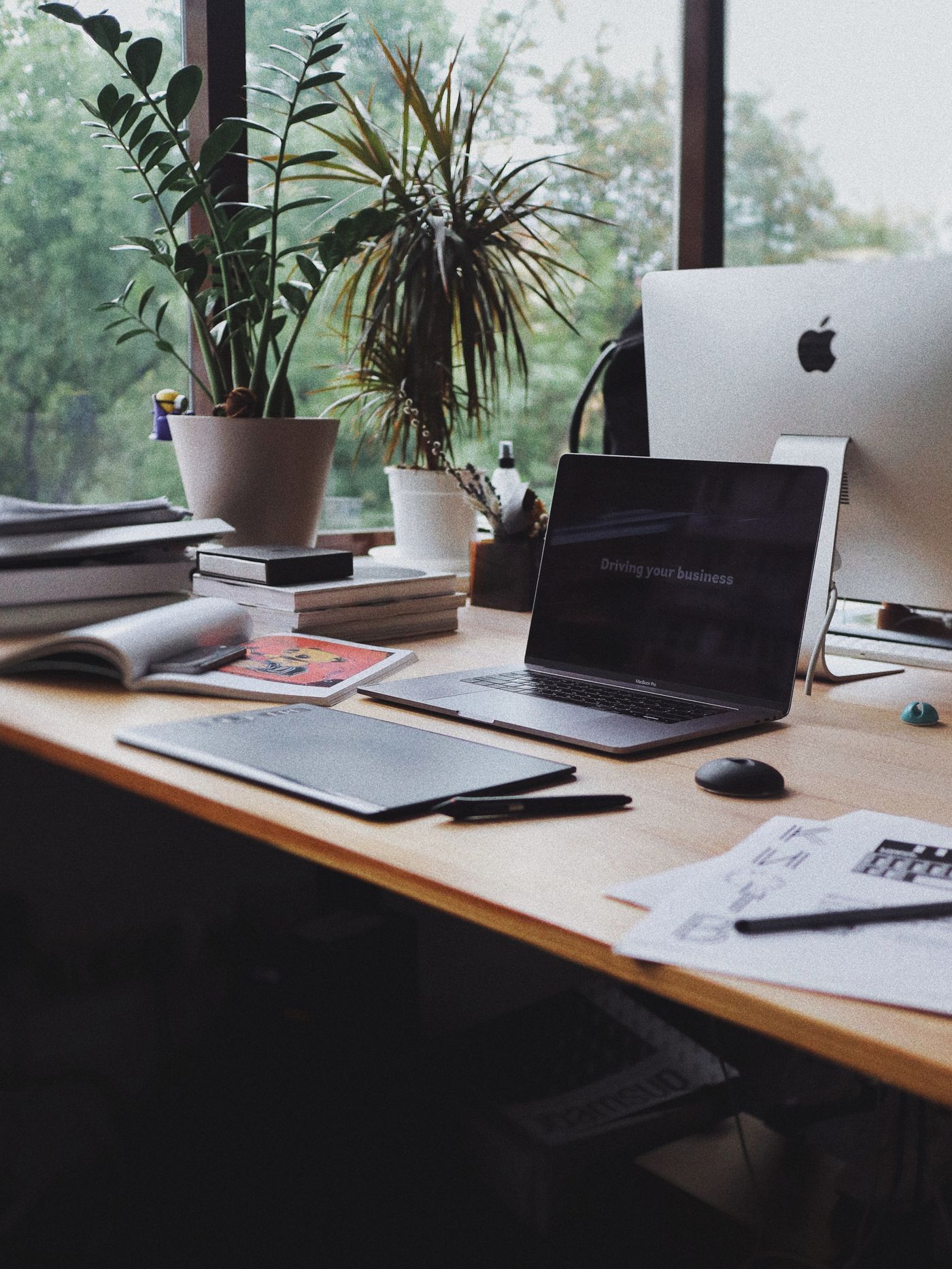 Organized professional workspace used to manage a modern business website