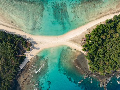 Breathtaking aerial view of a sandbar at Cinque Island, Andaman and Nicobar Islands, India.