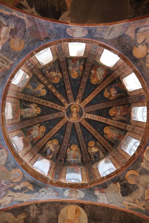 Free Stunning Byzantine dome artwork in an Istanbul church featuring religious paintings. Stock Photo