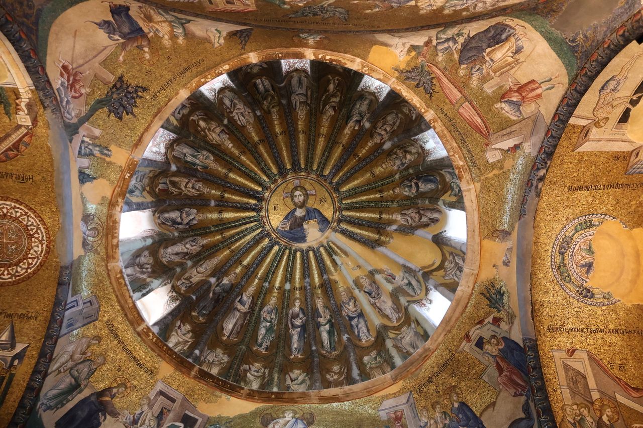 intricate byzantine mosaics adorn the dome of chora church capturing r