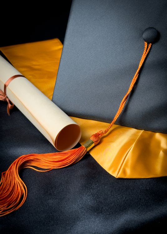 Graduation Cap and Diploma with Orange Tassel · Free Stock Photo