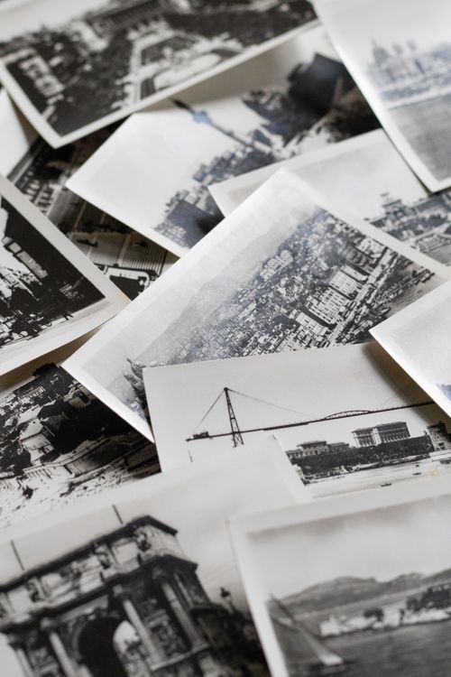 Free Collection of vintage black and white photos depicting various historical landmarks. Stock Photo