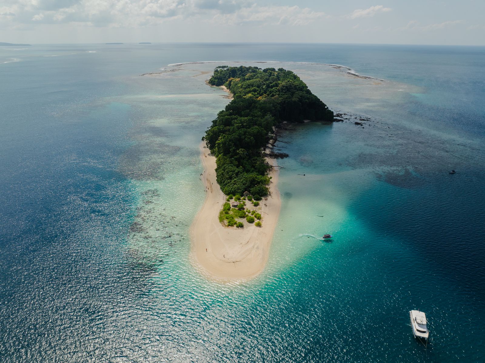 Aerial view of pristine Jolly Buoy Island, Andaman