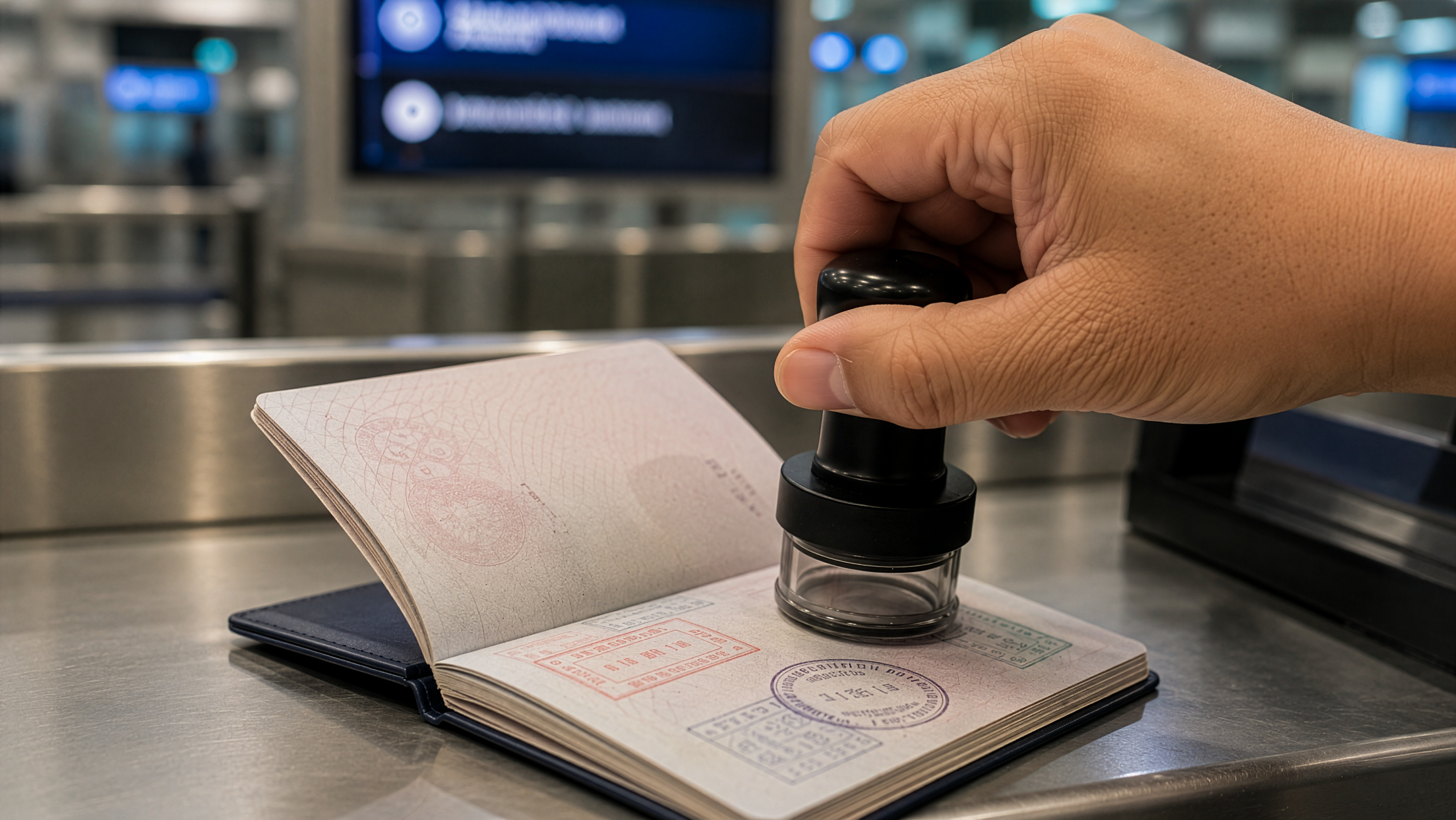 Stamping passport turkey visa at border control