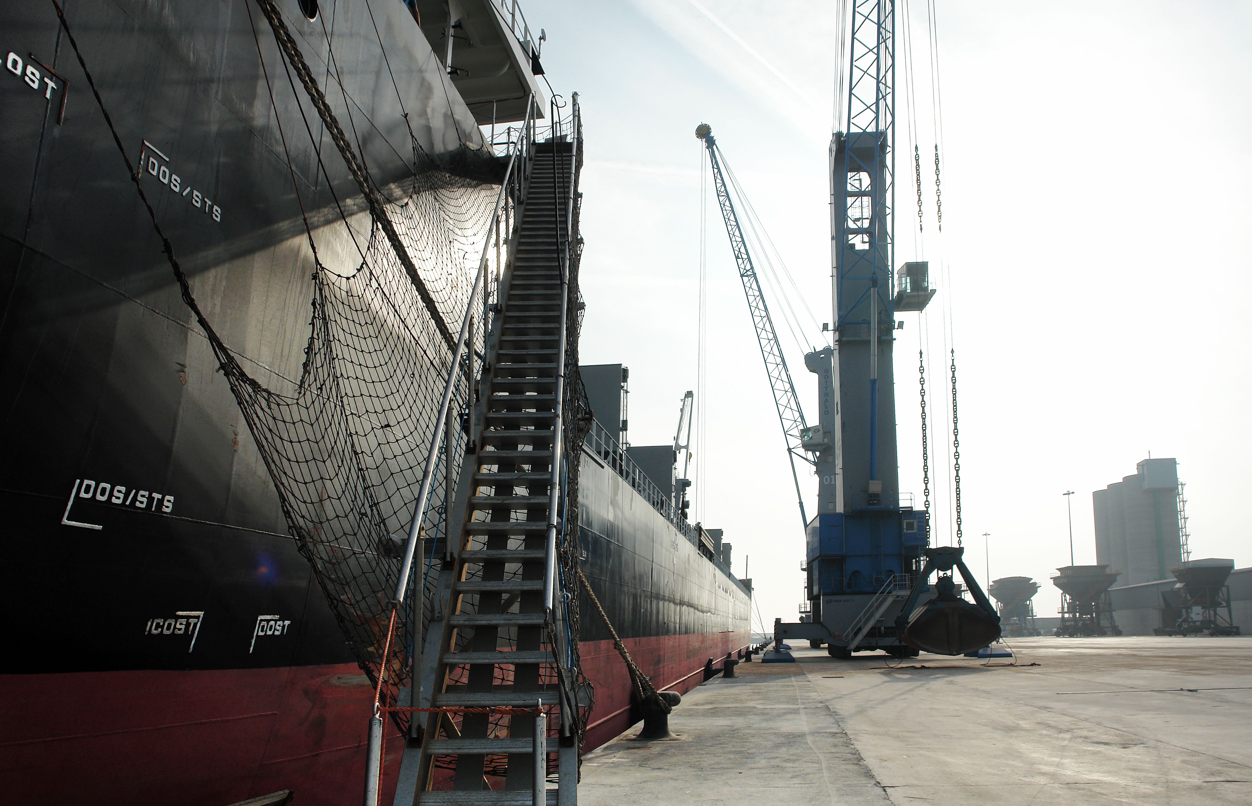 Display ladder and logistics professionals loading cargo in a warehouse near Mumbai, Maharashtra, India