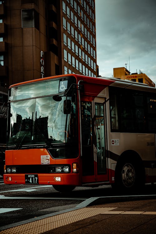 Free Red Bus on Road Stock Photo