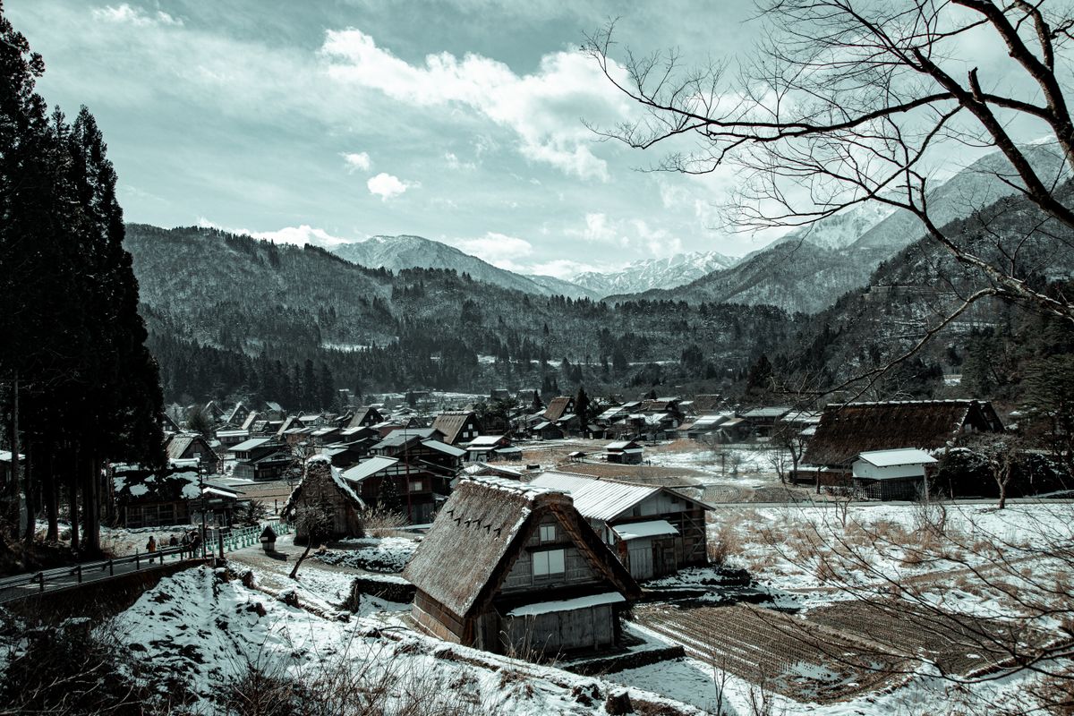 Traditional Japanese village wooden houses
