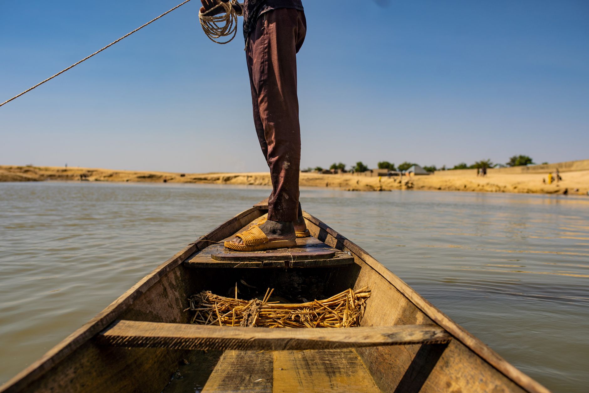 Traditional pirogue boatman Madagascar