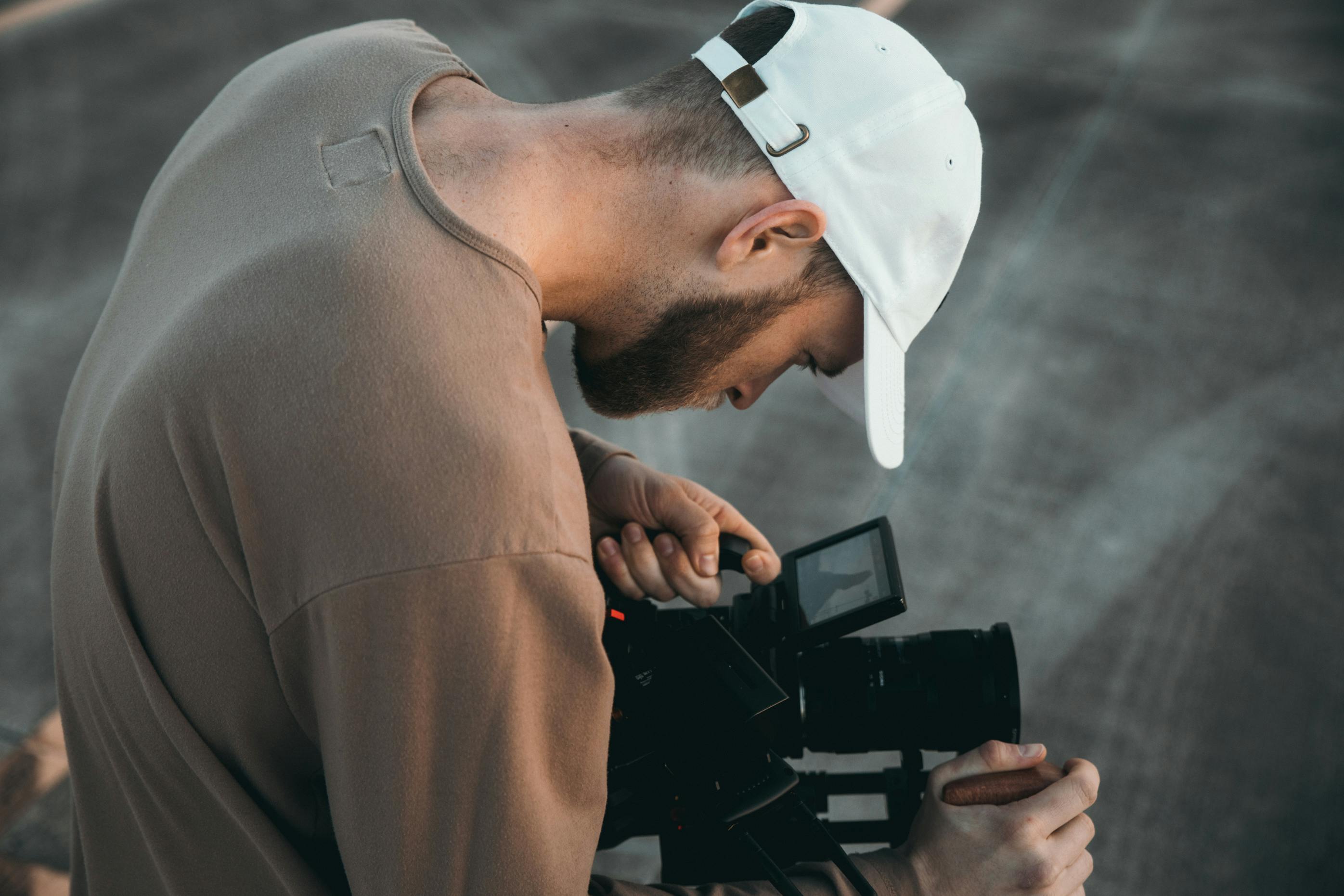 a man using a videocamera