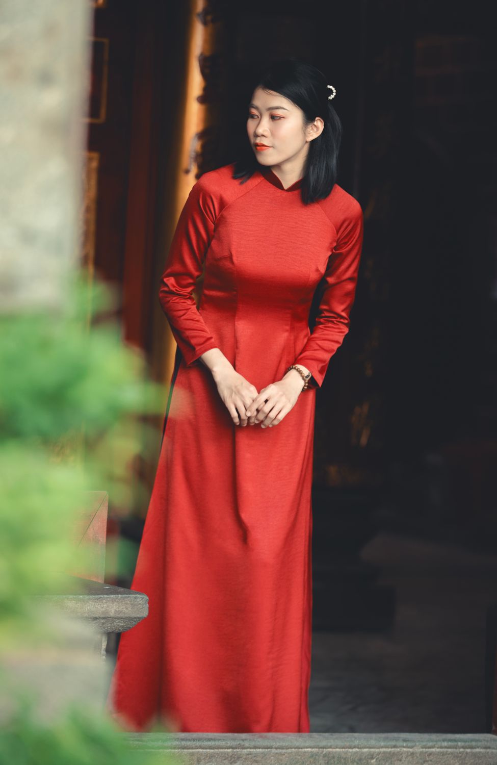 Elegant Woman in Traditional Red Dress · Free Stock Photo