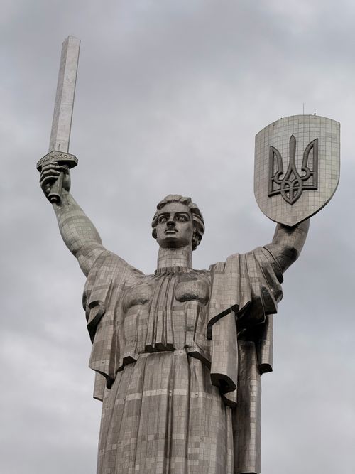 Free A striking view of the Motherland Monument, a symbol of resilience, in Kyiv, Ukraine. Stock Photo