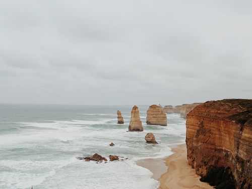 Free Stunning coastal seascape of the iconic Twelve Apostles on the Great Ocean Road, Victoria, Australia. Stock Photo