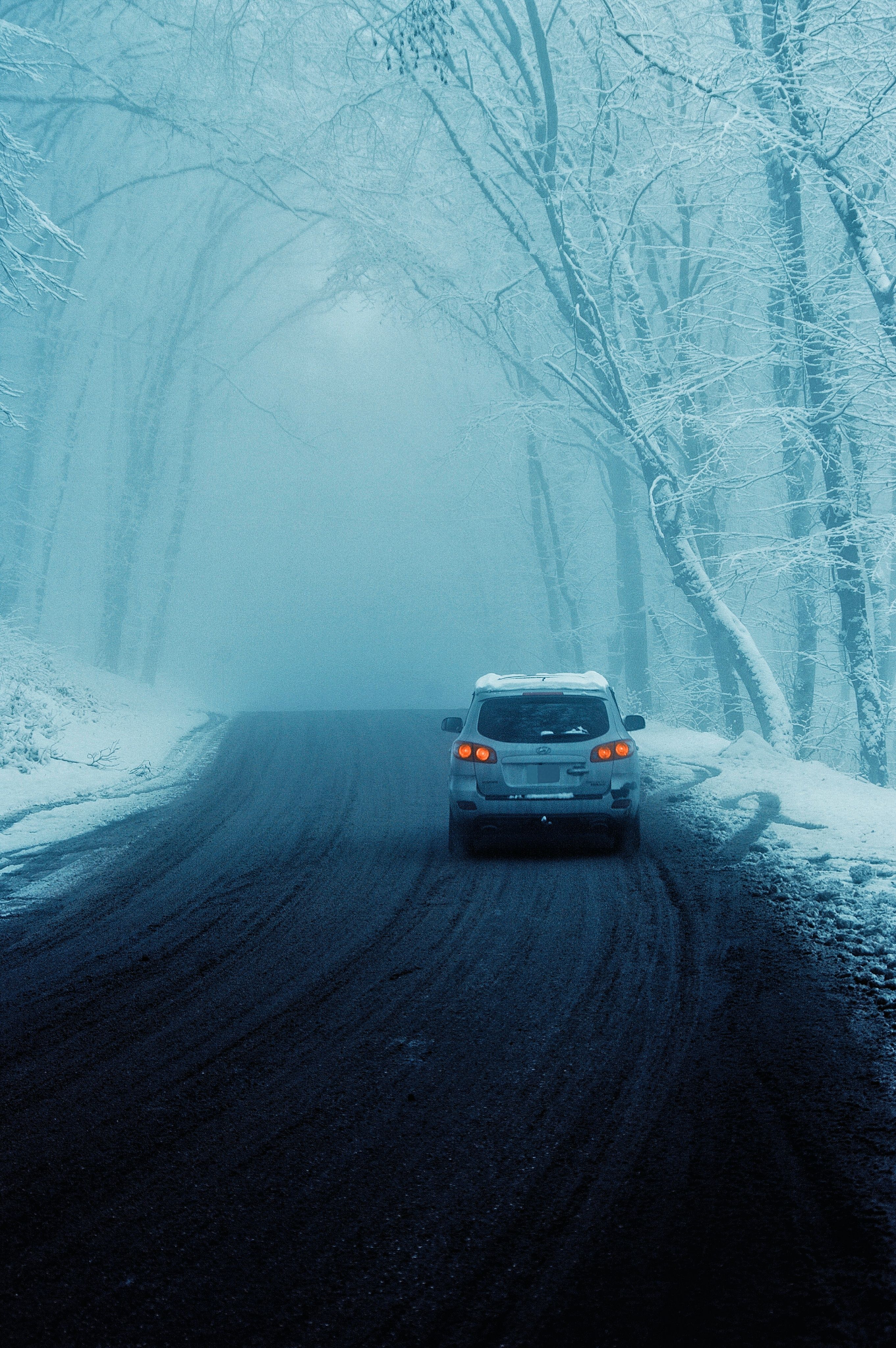 Car in winter snow