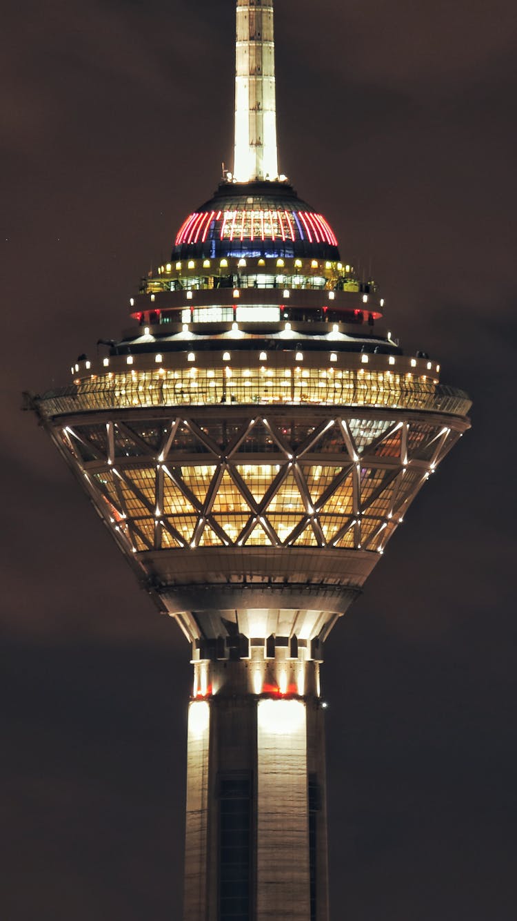 Milad Tower In Iran At Night