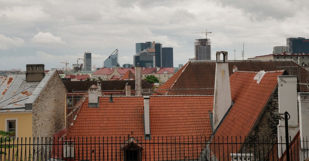 Estonian parliament building and cityscape
