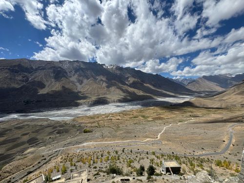 Free Breathtaking view of the barren mountains and valleys in Marango Rangarik, India. Stock Photo