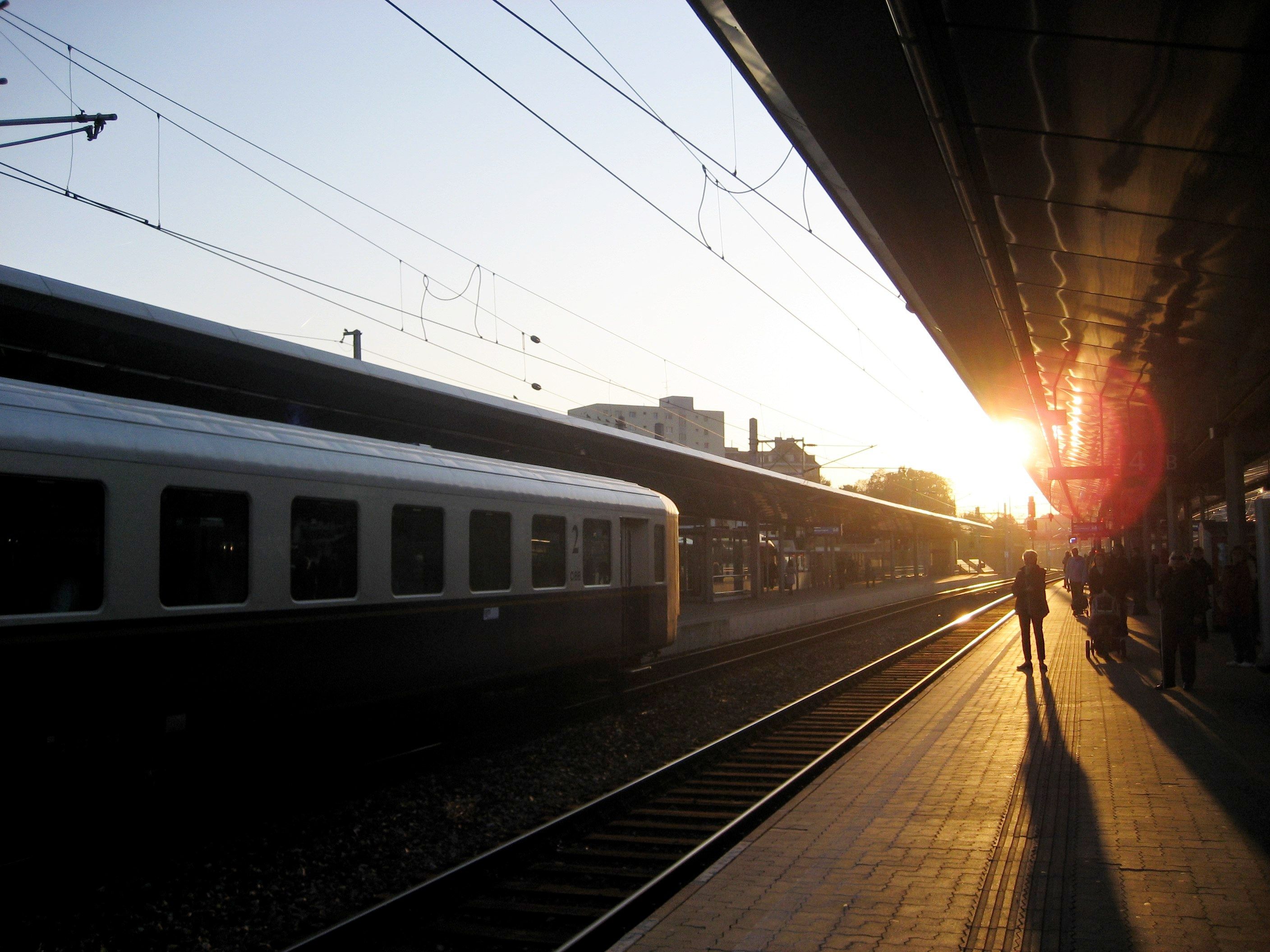 Modern train at a Czech Republic railway station platform