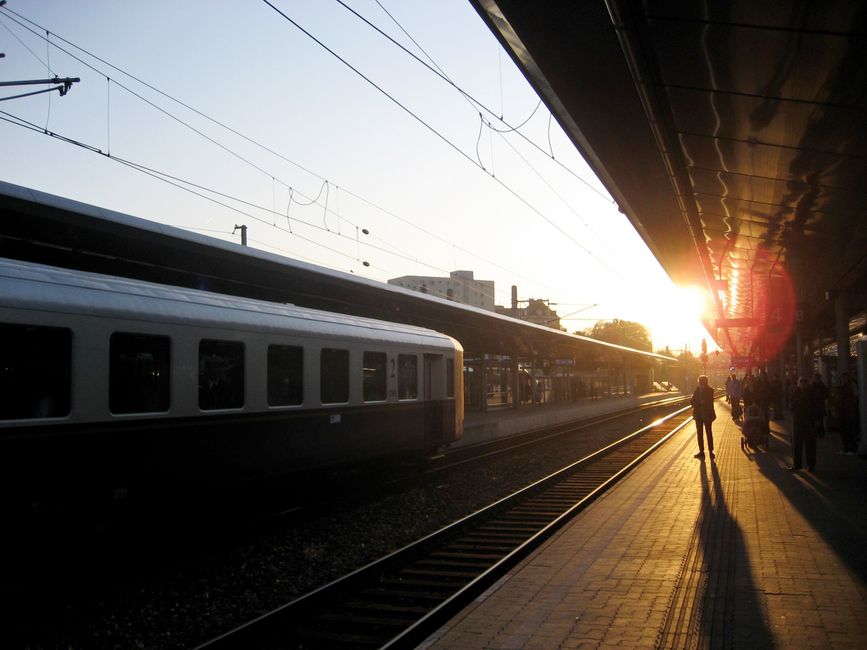 Modern train at a Czech Republic railway station platform