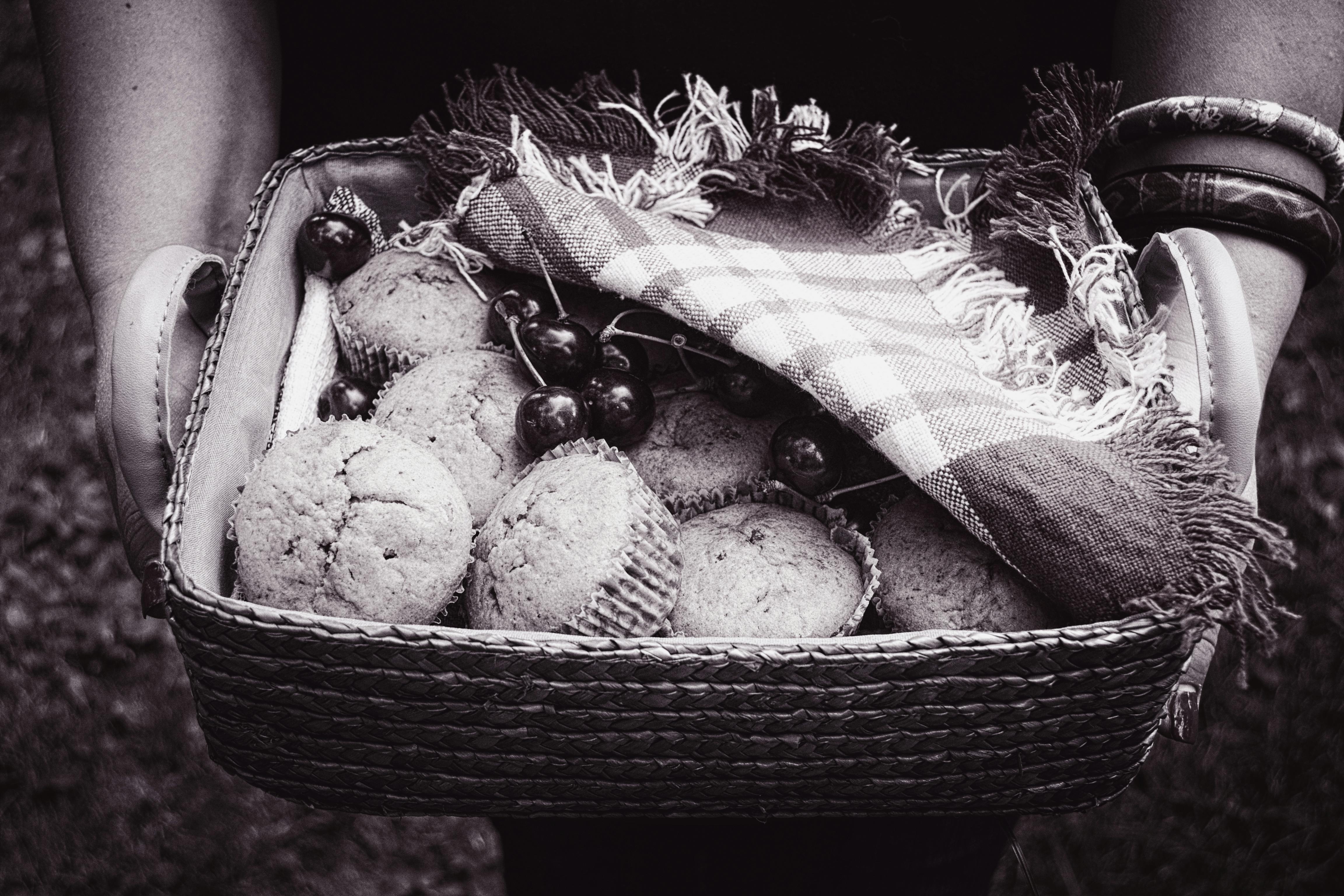 Free stock photo of bakery, basket, black and white