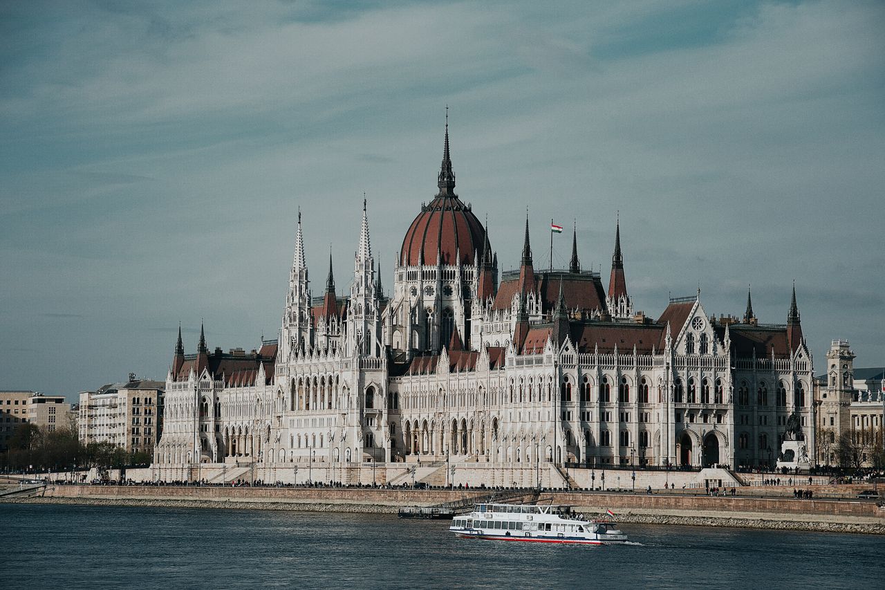 the iconic hungarian parliament building in budapest along the danube