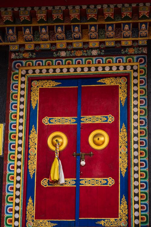 Free Colorful traditional Tibetan doorway in Kalimpong, showcasing intricate designs and vibrant hues. Stock Photo