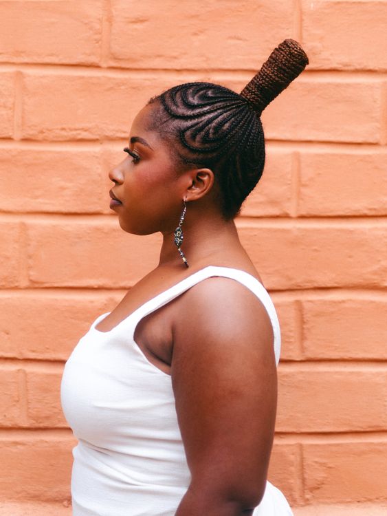 Braided crown on a bob haircut