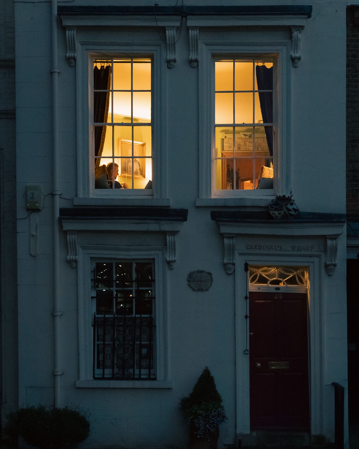 A London street at blue hour