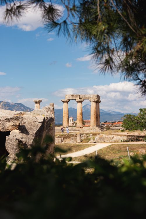 Free Explore the timeless beauty of ancient Greek temple ruins in sunny Corinth, Greece. Stock Photo
