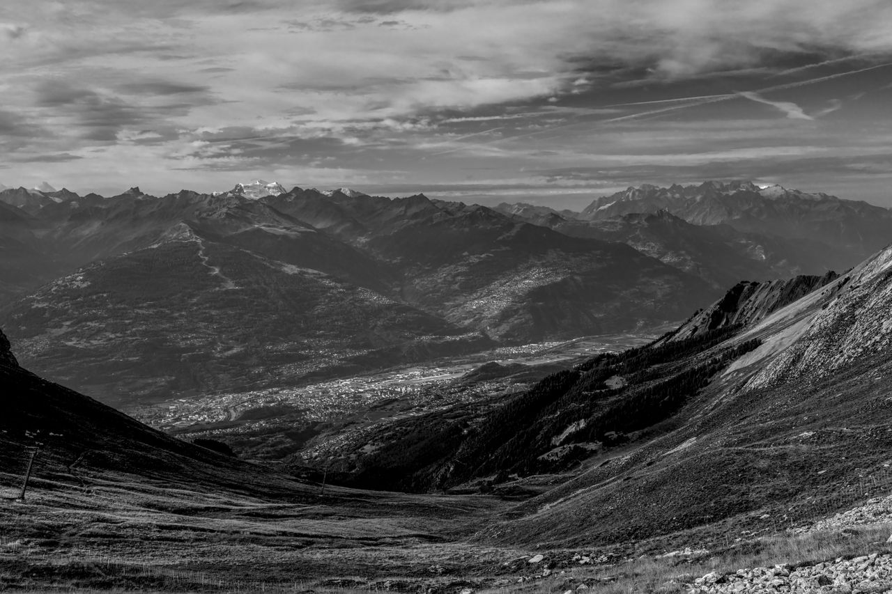 captivating black and white view of the swiss alps with striking mount