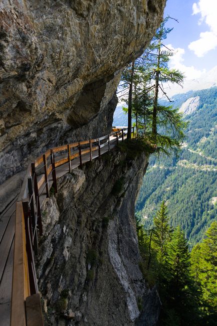 cliff walkway wooden path mountain