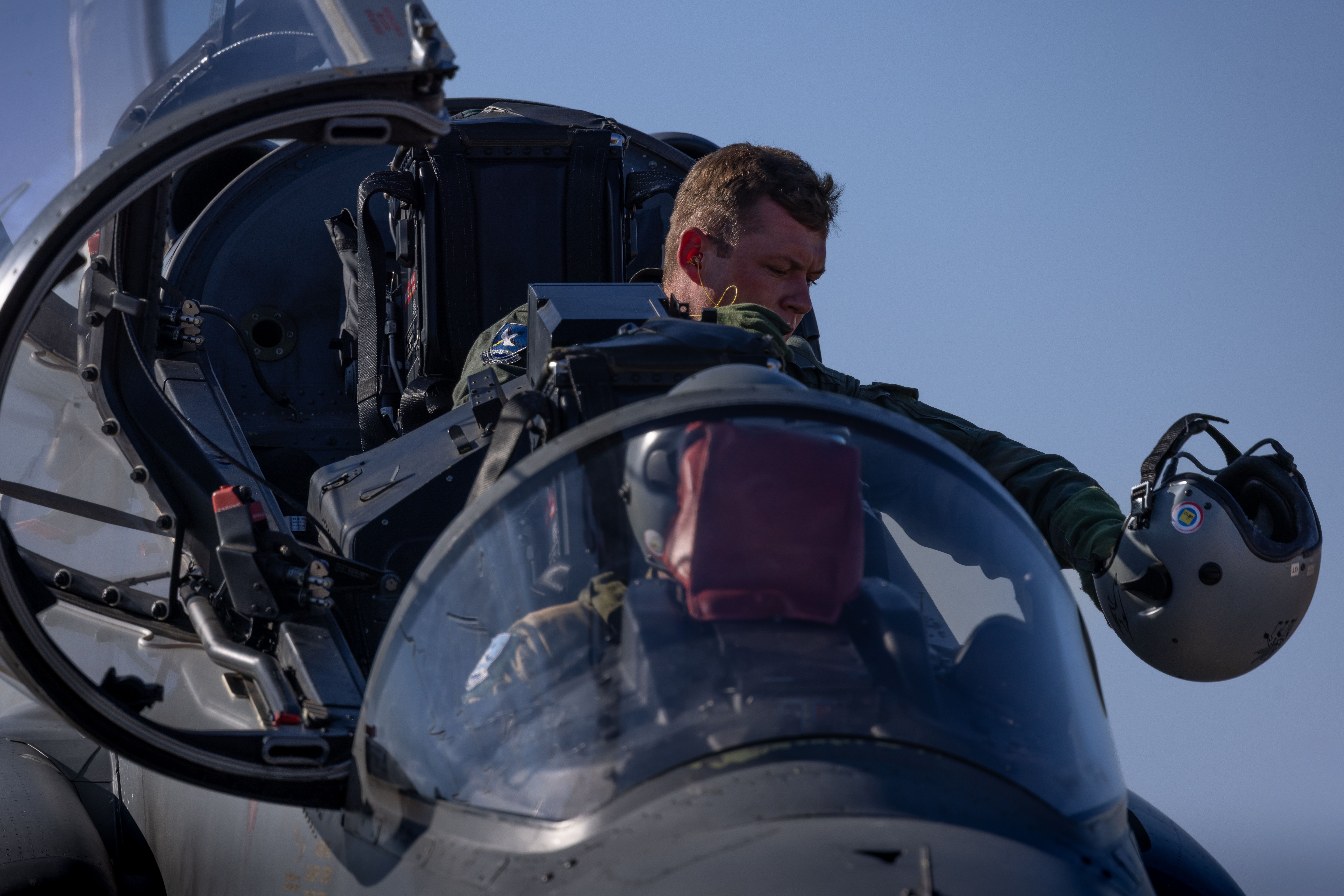 Pilot Preparing in Cockpit of Fighter Jet · Free Stock Photo
