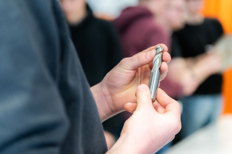 Precision cutting tools being checked in a workshop