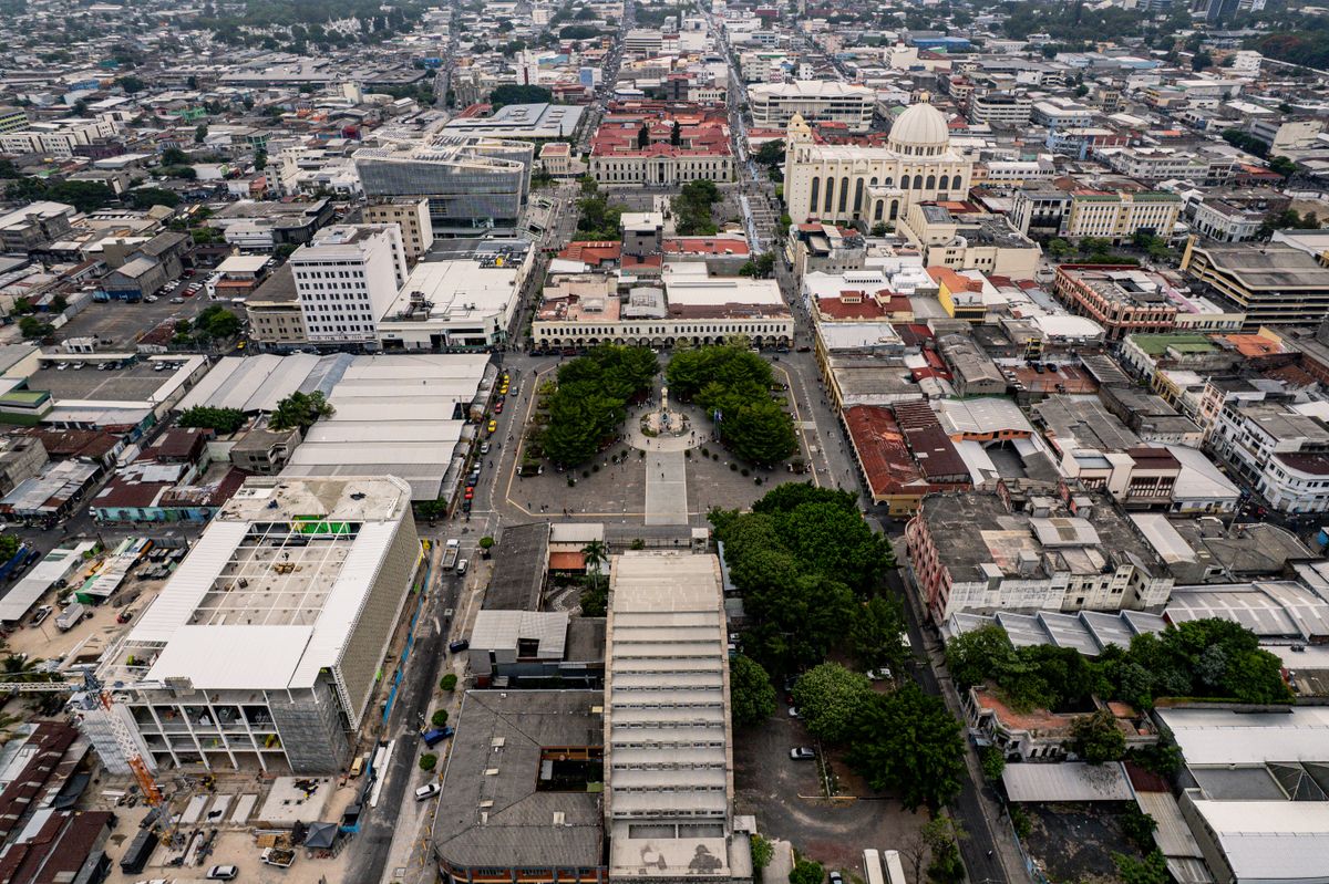 Aerial View of San Salvador's Monumento al Divino Salvador del Mundo ...