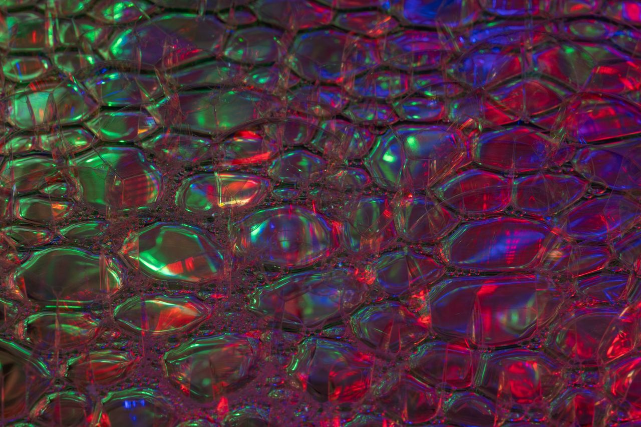 vibrant abstract design with colorful bubbles and reflections
